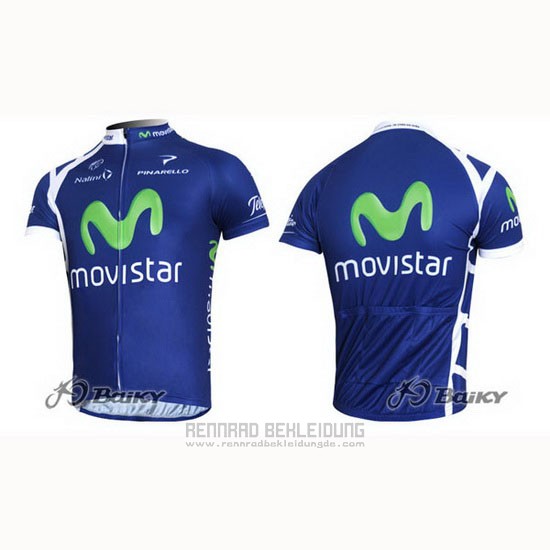 2011 Fahrradbekleidung Movistar Blau Trikot Kurzarm und Tragerhose